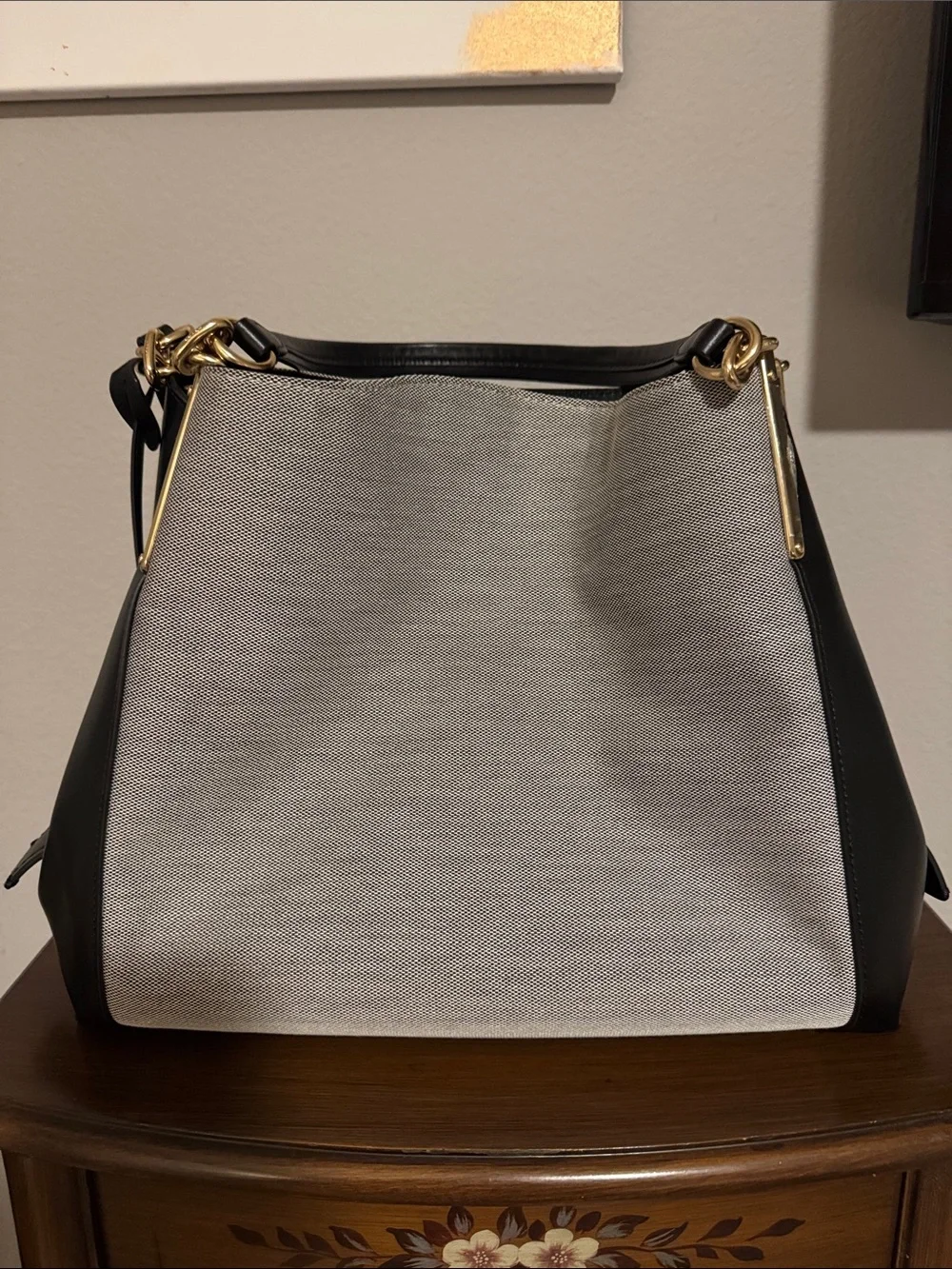 Coach Canvas & Leather Shoulder Bag in Gray and Black